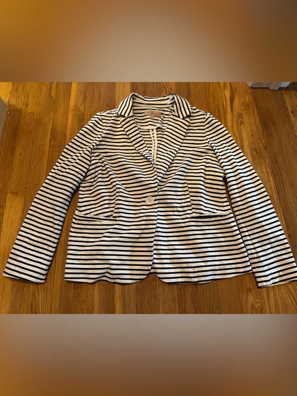 Philosophy Black and White Striped Knit Blazer